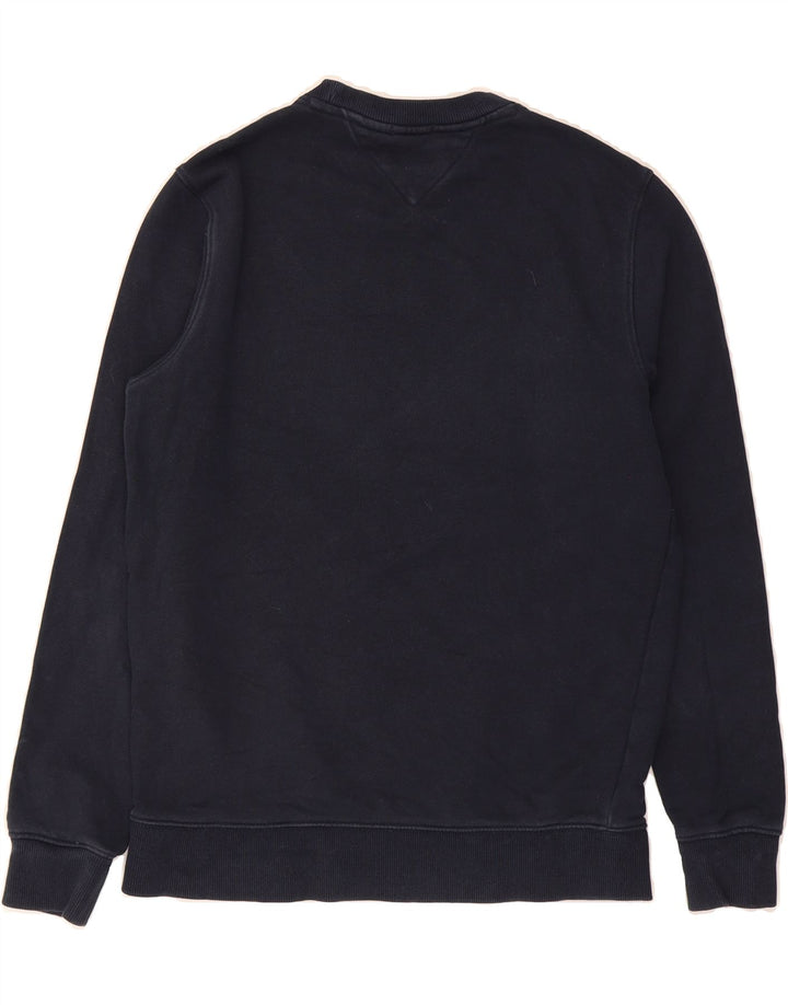 TOMMY HILFIGER Mens Regular Fit Graphic Sweatshirt Jumper Medium Navy Blue Vintage Tommy Hilfiger and Second-Hand Tommy Hilfiger from Messina Hembry 