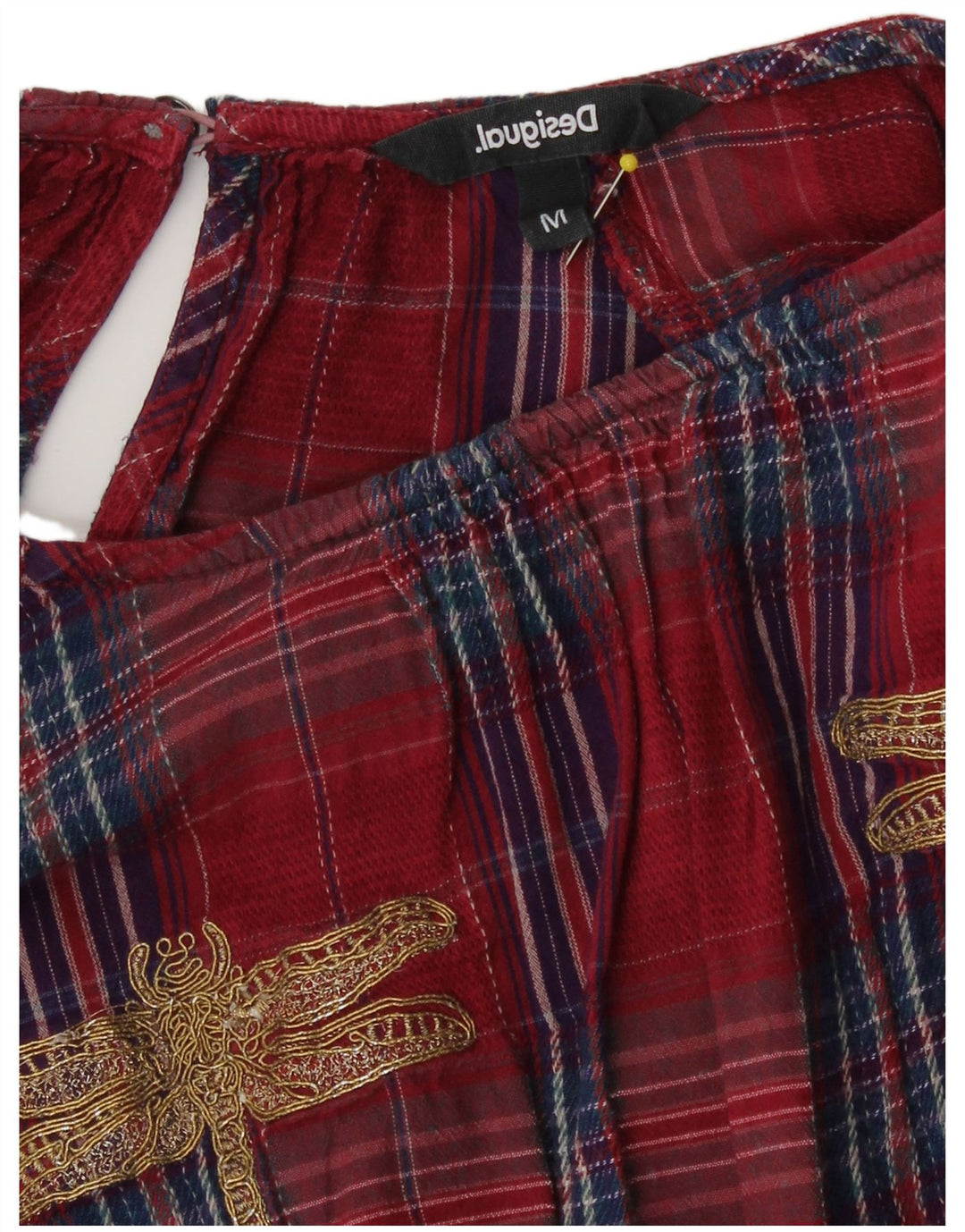 Desigual gornji dio ženske bluze UK 16 veliki crveni karirani