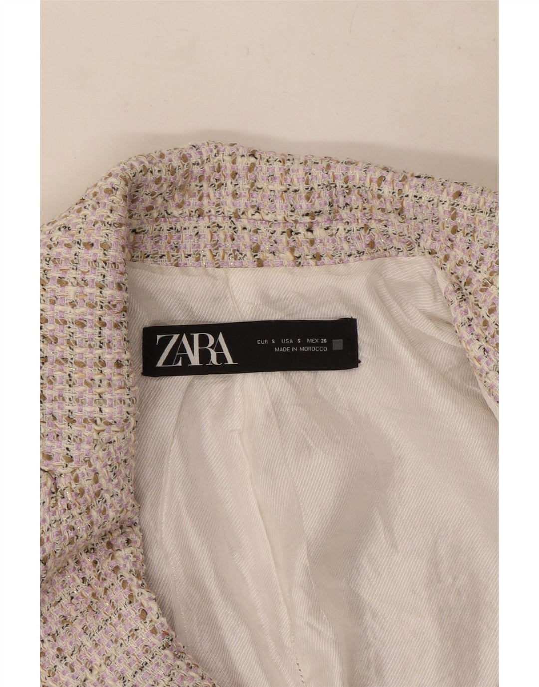 Zara ženski sako s dvostrukim kopčanjem UK 10 Small Beige Flected