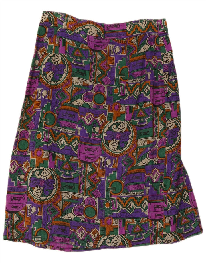 Vintage ženska suknja na omot W28 srednje raznobojna geometrijska
