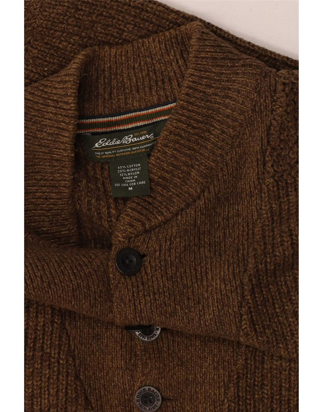Eddie Bauer muški džemper s dugmadima i izrezom srednje smeđe boje