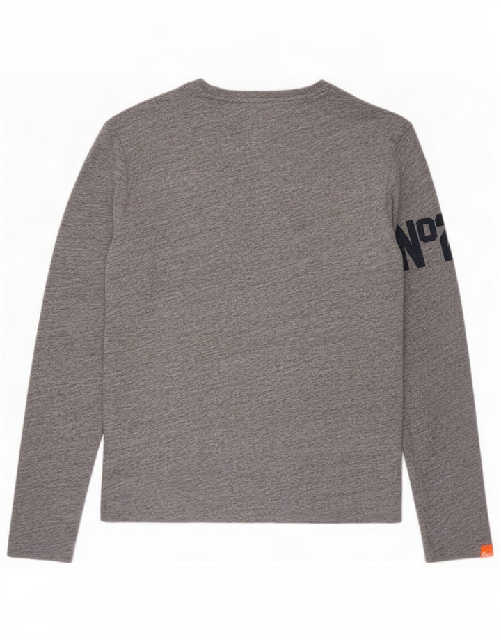 Superdry muška grafička majica s dugim rukavima, srednje sivi flekasti pamuk
