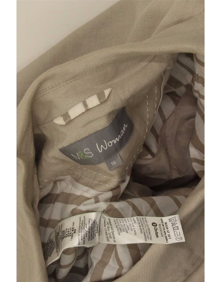 Marks & Spencer ženski sako sa 3 gumba UK 16 Veliki zeleni lan
