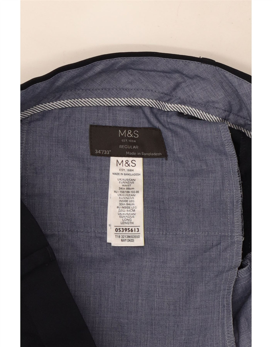 Marks & Spencer muške uobičajene hlače ravnog odijela W34 L33 tamnoplave