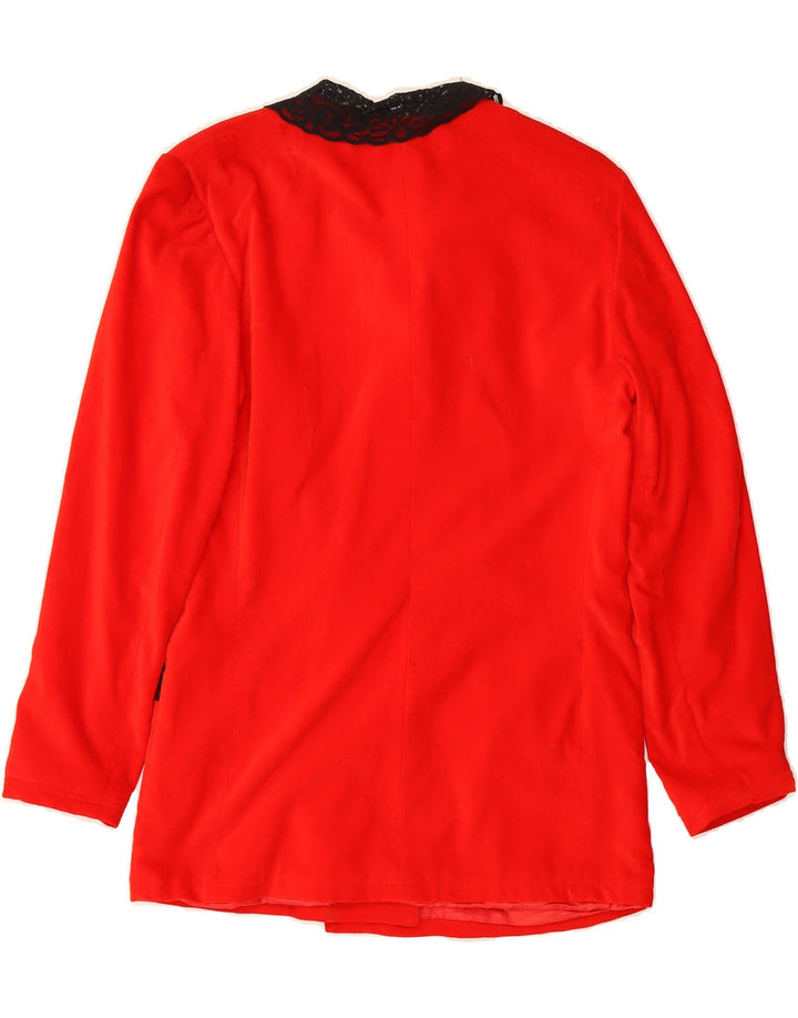 VINTAGE Womens Longline Double Breasted Blazer Jacket UK 14 Medium Red Vintage Vintage and Second-Hand Vintage from Messina Hembry 