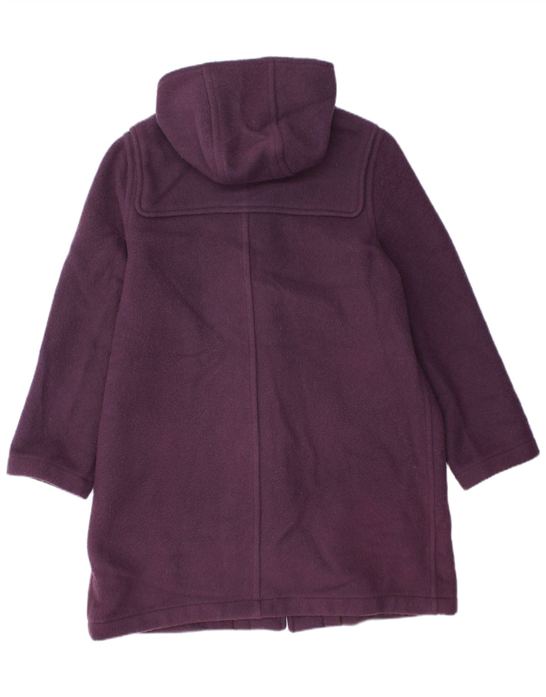Vintage ženski duffle kaput s kapuljačom UK 14 velika ljubičasta vuna