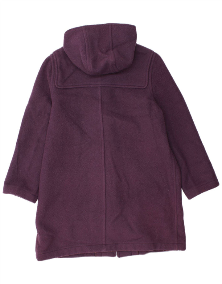 Vintage ženski duffle kaput s kapuljačom UK 14 velika ljubičasta vuna