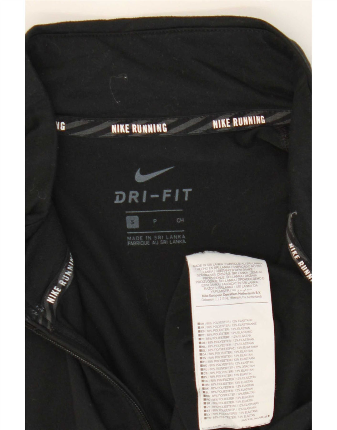 Nike Dri Fit majica s izrezom i kratkim zatvaračem Trenirka, mali crni poliester