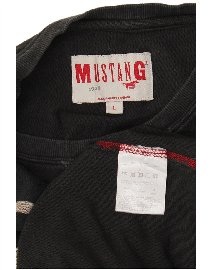 Veliki crni pamučni muški džemper s grafičkim motivima Mustang