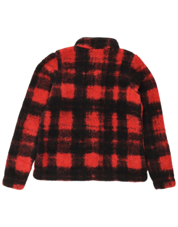 COLUMBIA Ženski džemper od flisa s patentnim izrezom UK 14 Srednji crveni karirani poliester