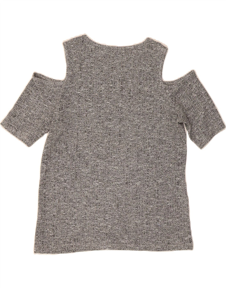 MARKS & SPENCER Womens Off Shoulder Knit Blouse Top UK 16 Large Grey Vintage Marks & Spencer and Second-Hand Marks & Spencer from Messina Hembry 