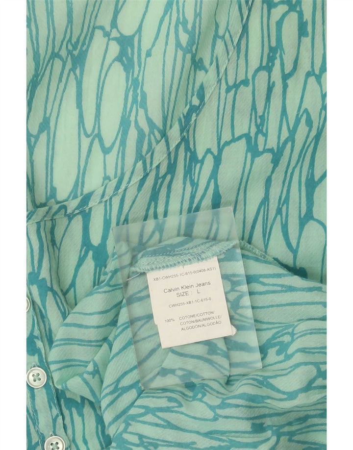 Calvin Klein Jeans Ženski gornji dio bluze s apstraktnim uzorkom UK 16 Large Green
