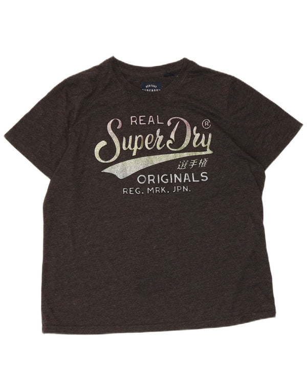 SUPERDRY ženska majica kratkih rukava s grafičkim motivima UK 16 Veliki sivi flekasti pamuk