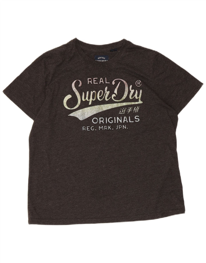 SUPERDRY ženska majica kratkih rukava s grafičkim motivima UK 16 Veliki sivi flekasti pamuk