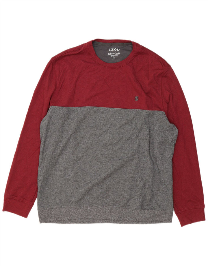 IZOD Mens Sweatshirt Jumper XL Grey Colourblock Polyester