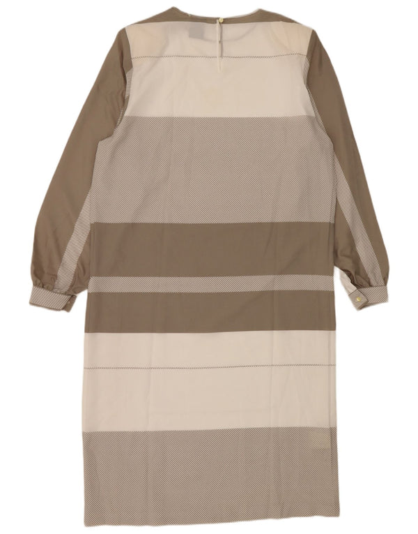 Fiorella Rubino Womens Long Sleeve Shift Dress UK 16 Large Grey Striped