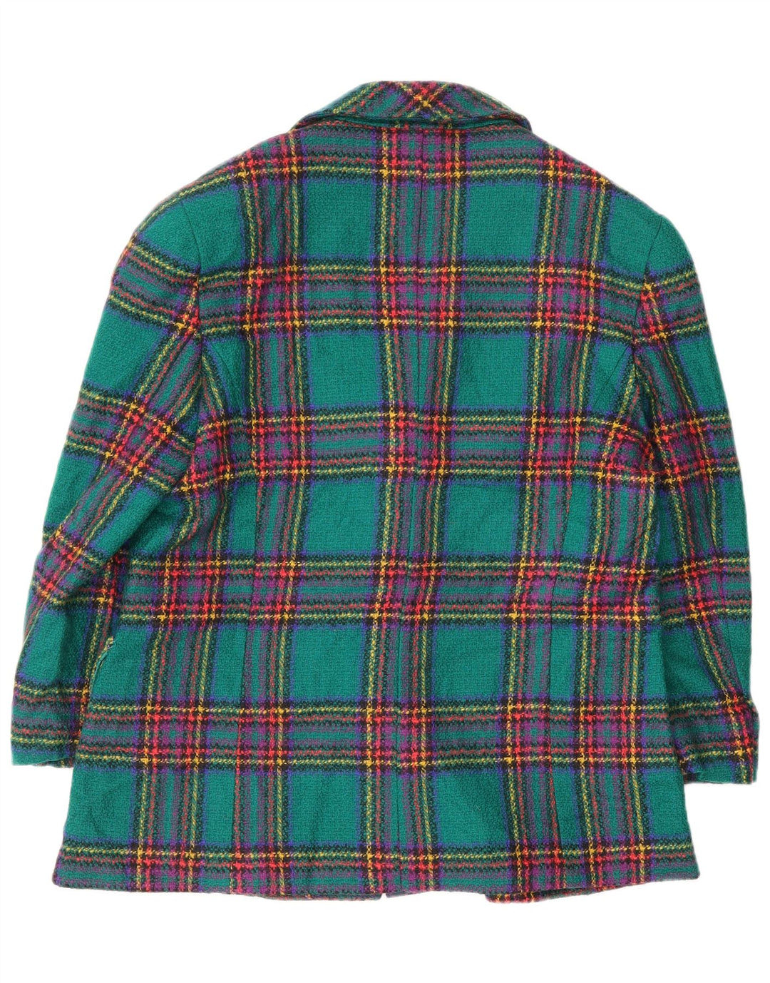 Vintage ženski sako s 3 gumba UK 14 Srednje zelena karirana