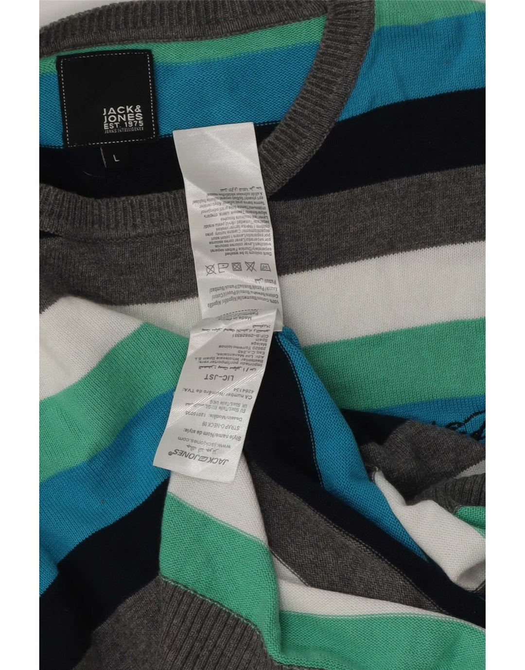 Jack & Jones muški pulover s okruglim izrezom na velike raznobojne pruge