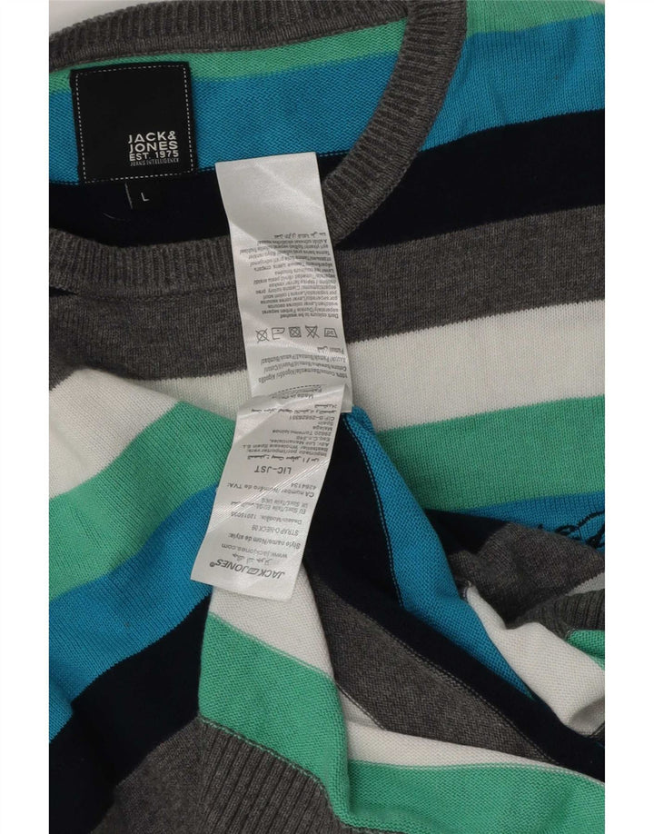 Jack & Jones muški pulover s okruglim izrezom na velike raznobojne pruge