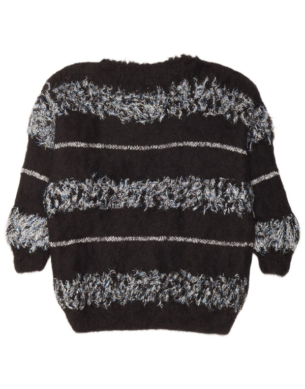 VINTAGE ženski džemper s morskim izrezom UK 18 XL crne na pruge