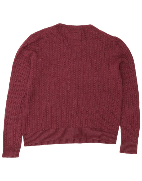 Superdry ženski pulover s veznim izrezom UK 18 XL, vuneni tamnocrveni
