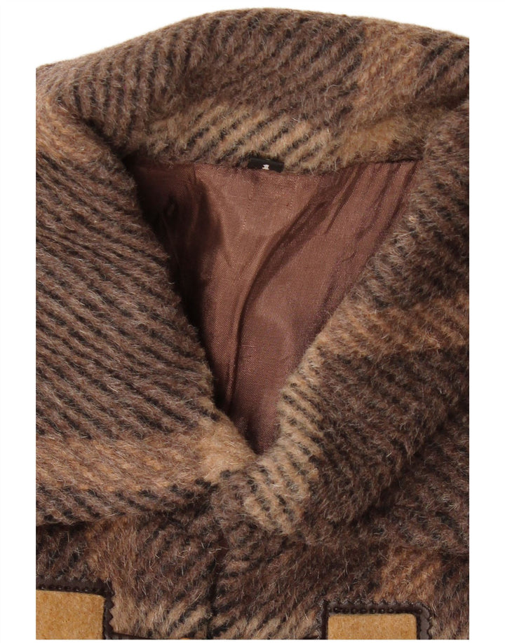 VINTAGE ženski duffle kaput US 1 XS smeđa karirana vuna