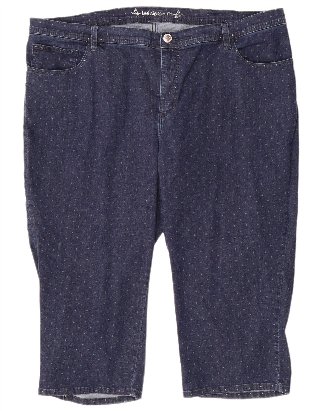 LEE Ženske Capri traperice klasičnog kroja US 24 4XL W48 L20 Pamuk na plave točke