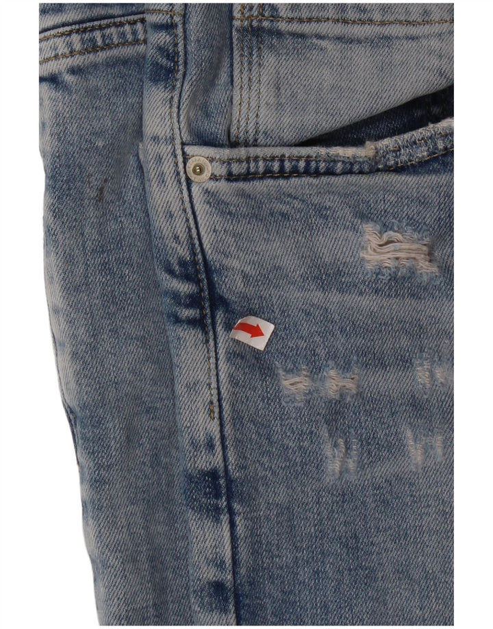 ZARA Mens Distressed Skinny Jeans EU 46 XL W36 L30 Blue Cotton