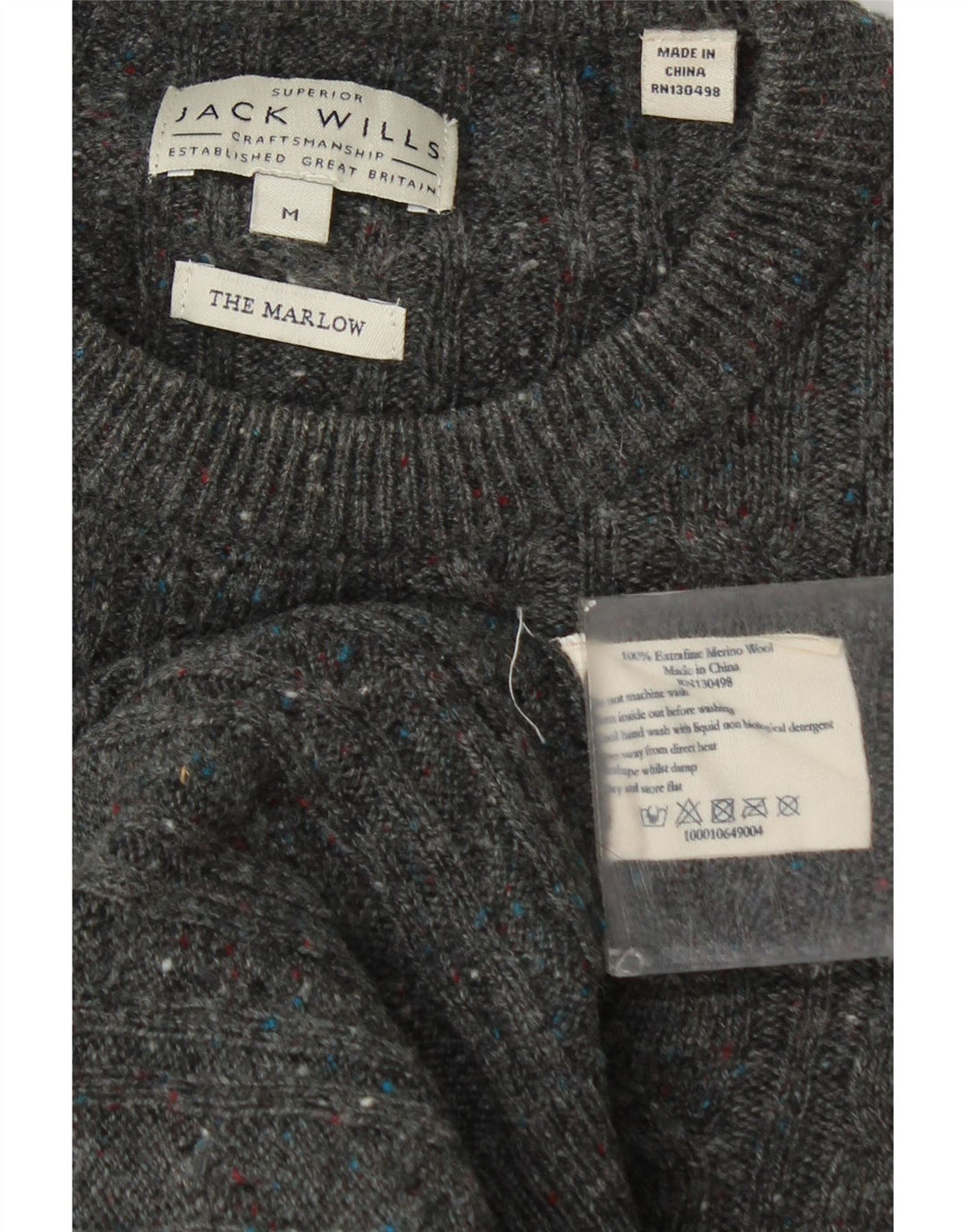 Jack Wills muški džemper s okruglim izrezom srednje sive boje s mrljama