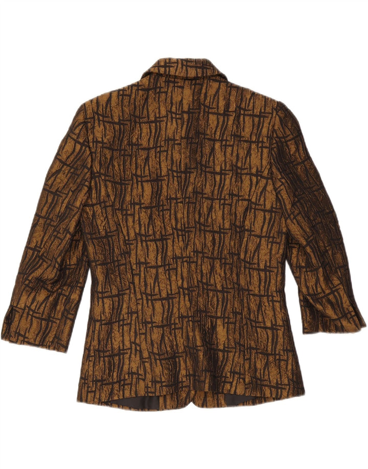 VINTAGE Ženska jakna sako 3/4 rukava UK 10 Mala smeđa geometrijska