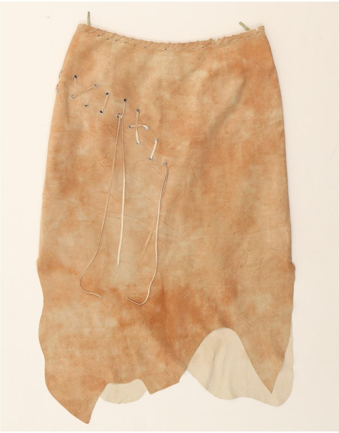 HELLINE ženska asimetrična suknja UK 14 Large W30 bež Tie Dye koža