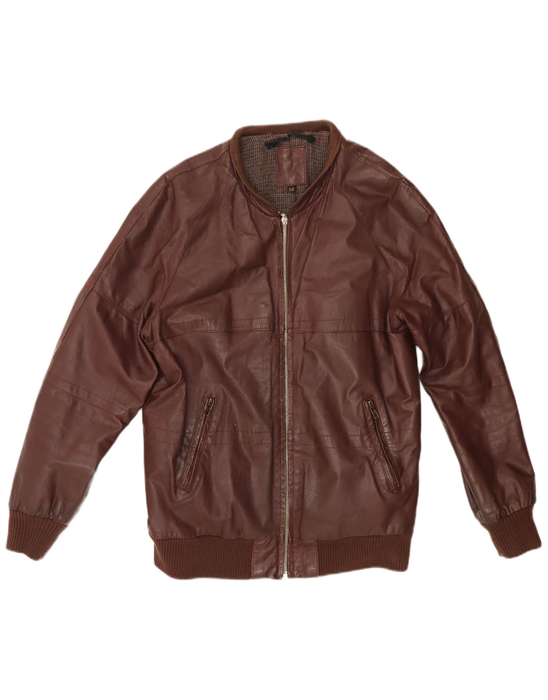 VINTAGE muška kožna jakna UK 38 srednje tamnocrvena