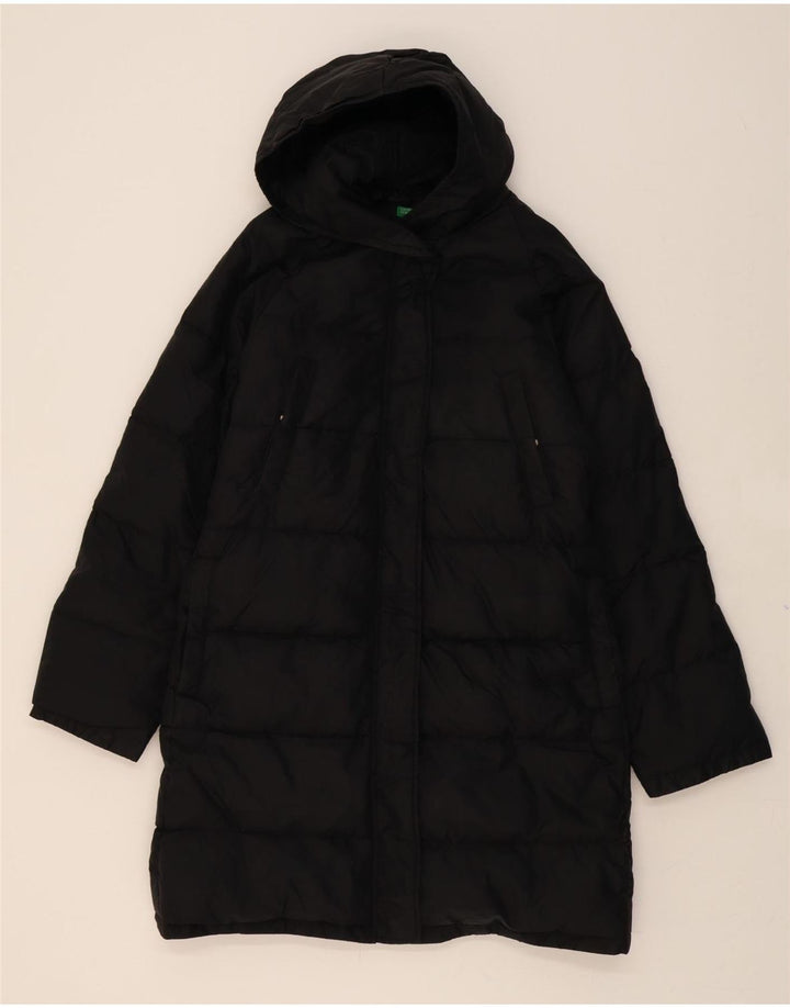 BENETTON Womens Hooded Padded Coat UK 10 Small Black Polyamide Vintage Benetton and Second-Hand Benetton from Messina Hembry 