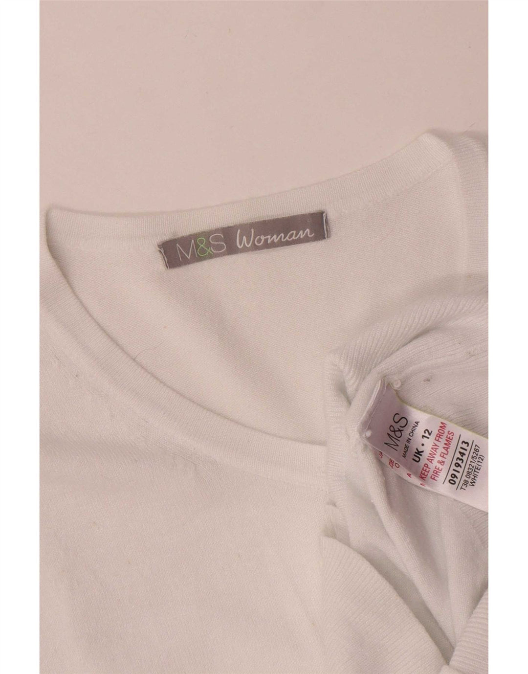 Marks & Spencer ženski kardigan pulover UK 12 srednje bijele viskoze