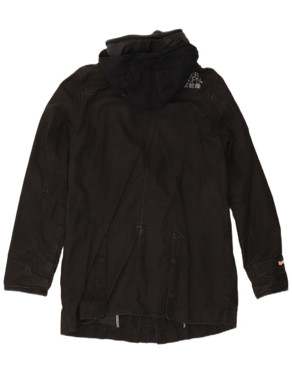 SUPERDRY muška parka jakna s kapuljačom UK 40 Veliki crni pamuk