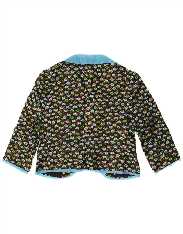 VINTAGE ženski komplet od 3/4 rukava od 2 komada UK 14 Srednje crni cvjetni