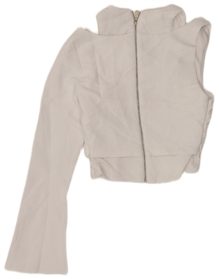 Zara ženska majica s kratkim rukavima na jedno rame UK 4 XS bijeli poliester