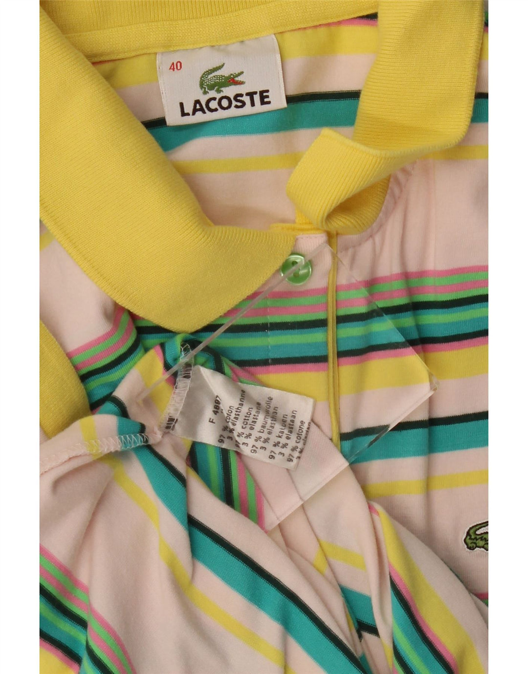 LACOSTE ženska polo majica veličine 40 srednje raznobojnih prugastih pamuka