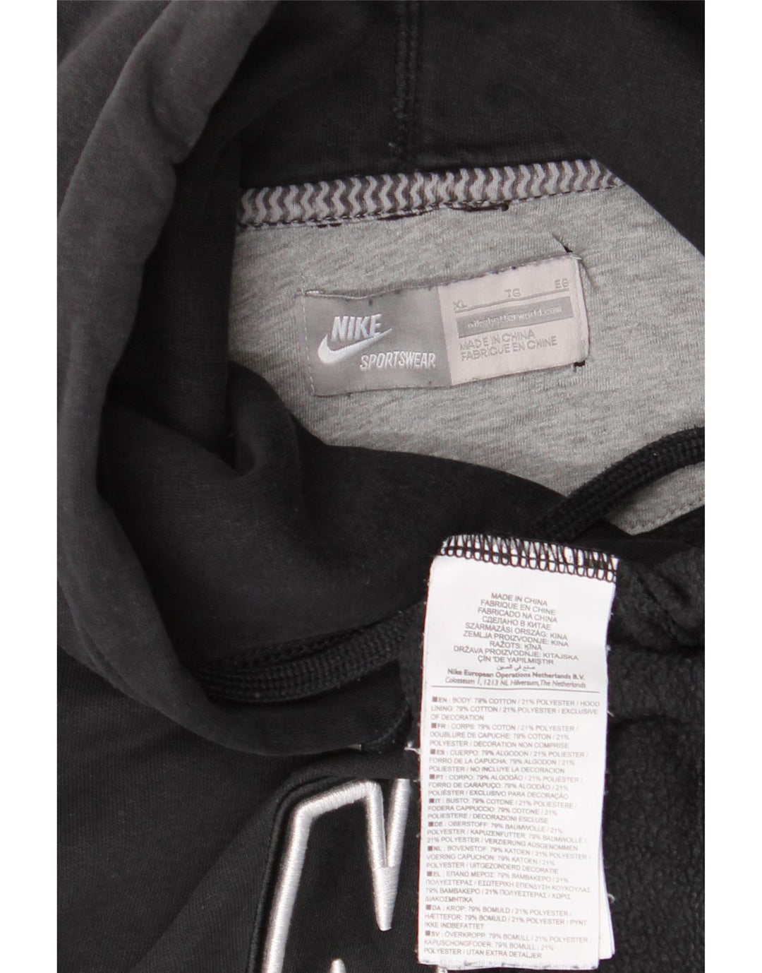 NIKE Ženska majica s kapuljačom s grafičkim motivima UK 18 XL crni pamuk