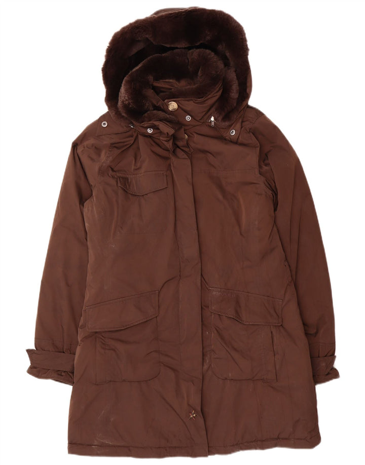 Woolrich ženska jakna parka s kapuljačom UK 14 srednje smeđi poliester