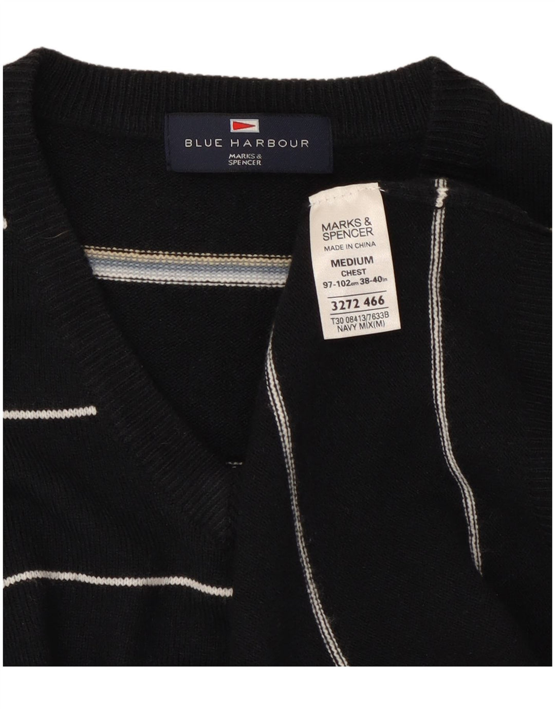 Marks & Spencer muški plavi Harbor džemper s V izrezom srednje tamnoplave boje