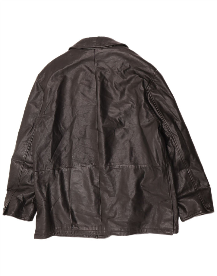 Vintage muška kožna jakna IT 52 XL crna koža
