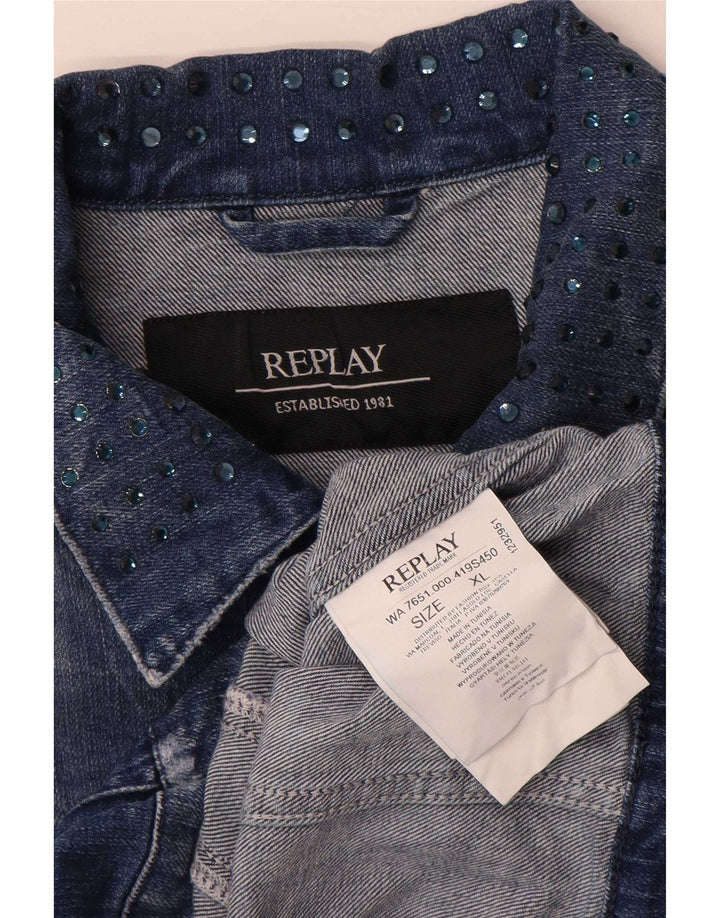 Replay ženska traper jakna UK 18 XL plavi pamuk