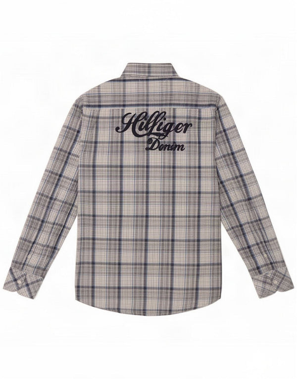 Tommy Hilfiger Mens Graphic Slim Fit Shirt XL Blue Check Cotton