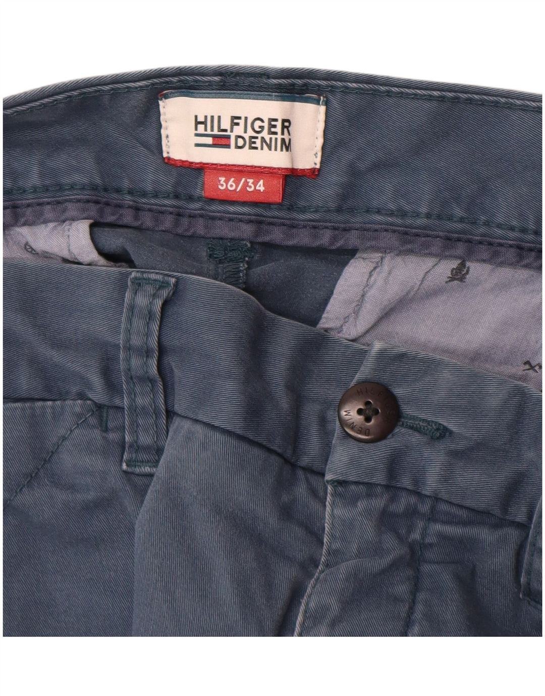 TOMMY HILFIGER Muške uske chino hlače W36 L34 Plavi pamuk