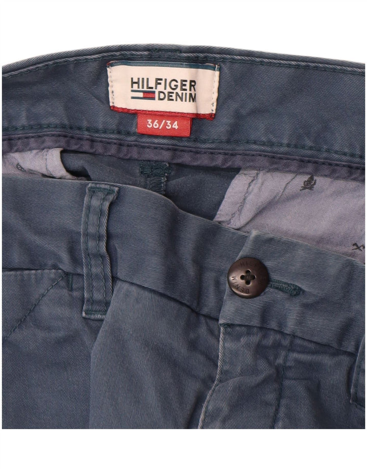 TOMMY HILFIGER Muške uske chino hlače W36 L34 Plavi pamuk