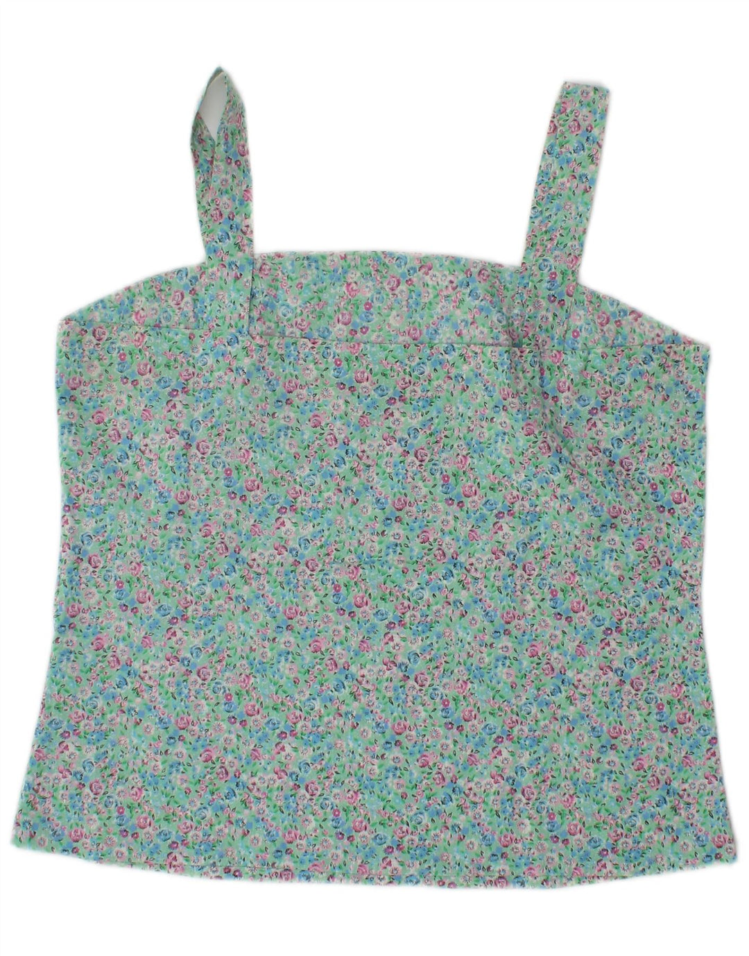 Vintage ženski Cami Top UK 10 malih tirkiznih cvjetnih