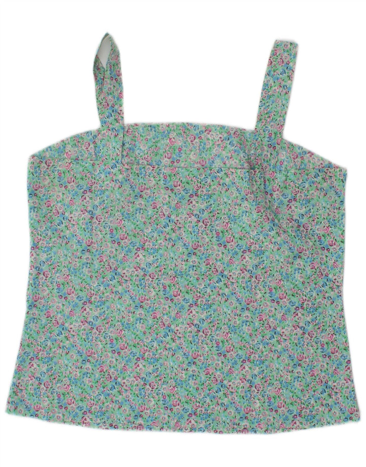 Vintage ženski Cami Top UK 10 malih tirkiznih cvjetnih