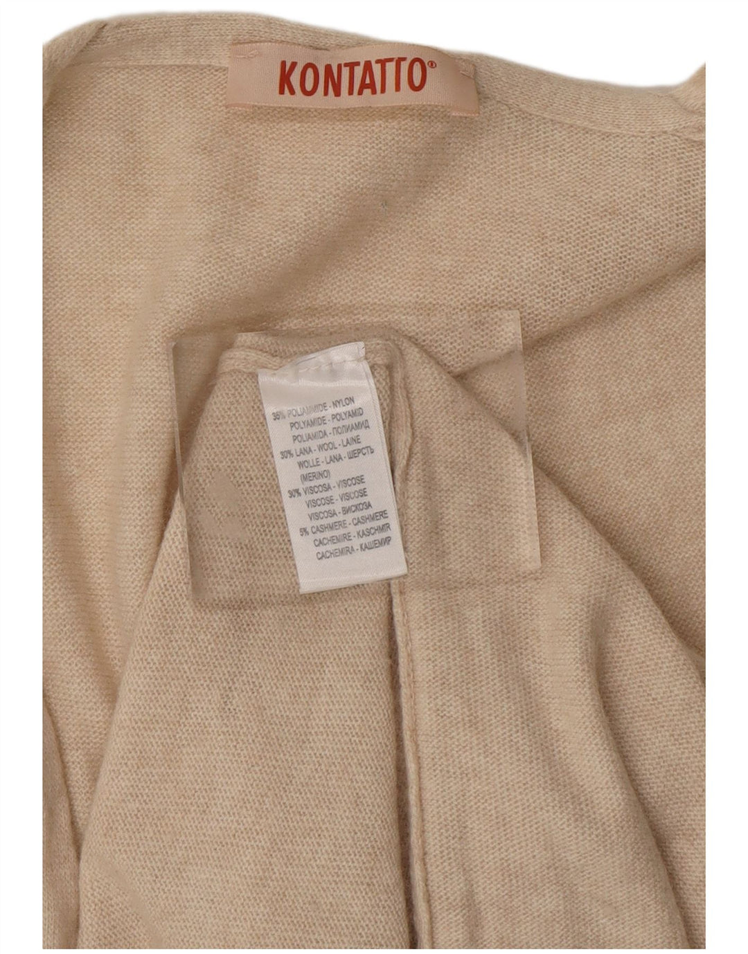 KONTATTO Ženski dugi kardigan pulover UK 14 srednje bež poliamid
