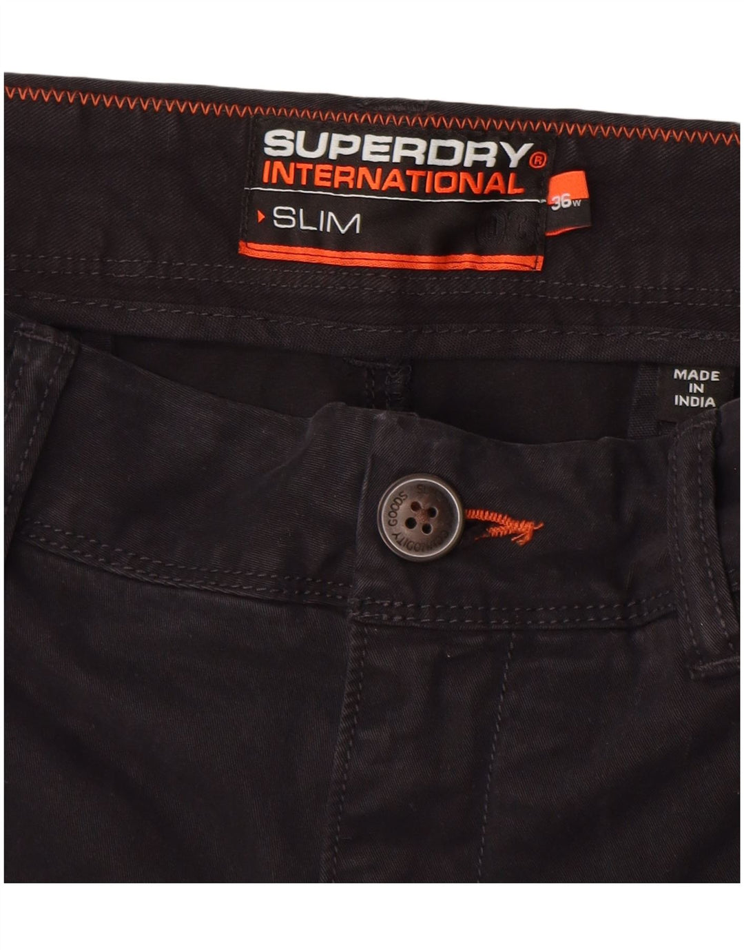 Superdry muške uske chino kratke hlače W36 veliki crni pamuk